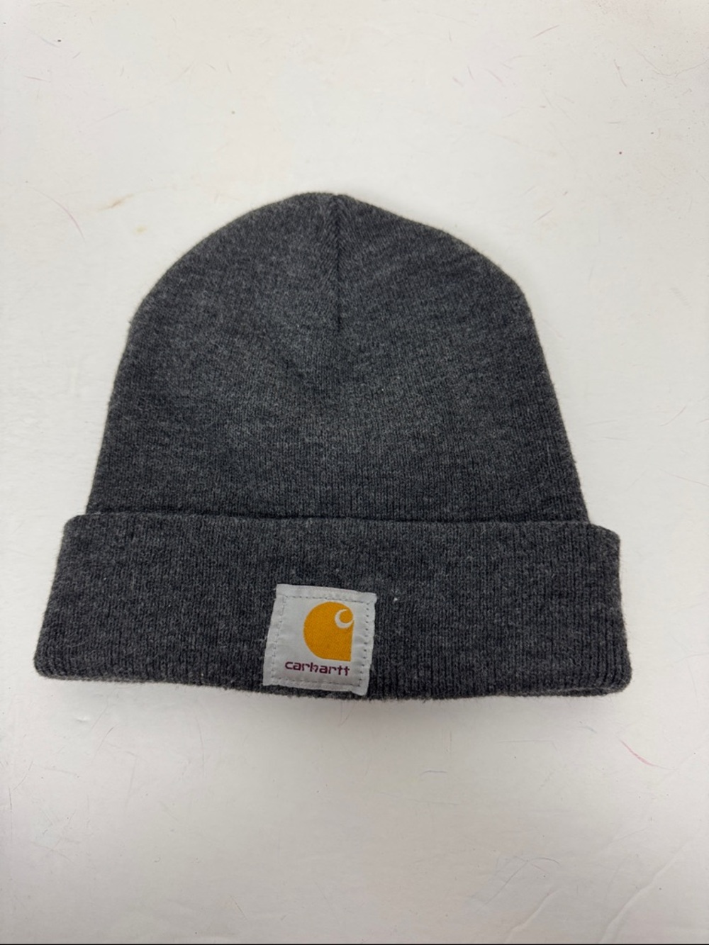 Carhartt Knit Beanie Hat Gray Cuffed Logo Winter Cap Unisex‎